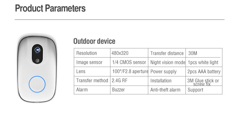 Smart mobile phone remote WIFI waterproof photo doorbell